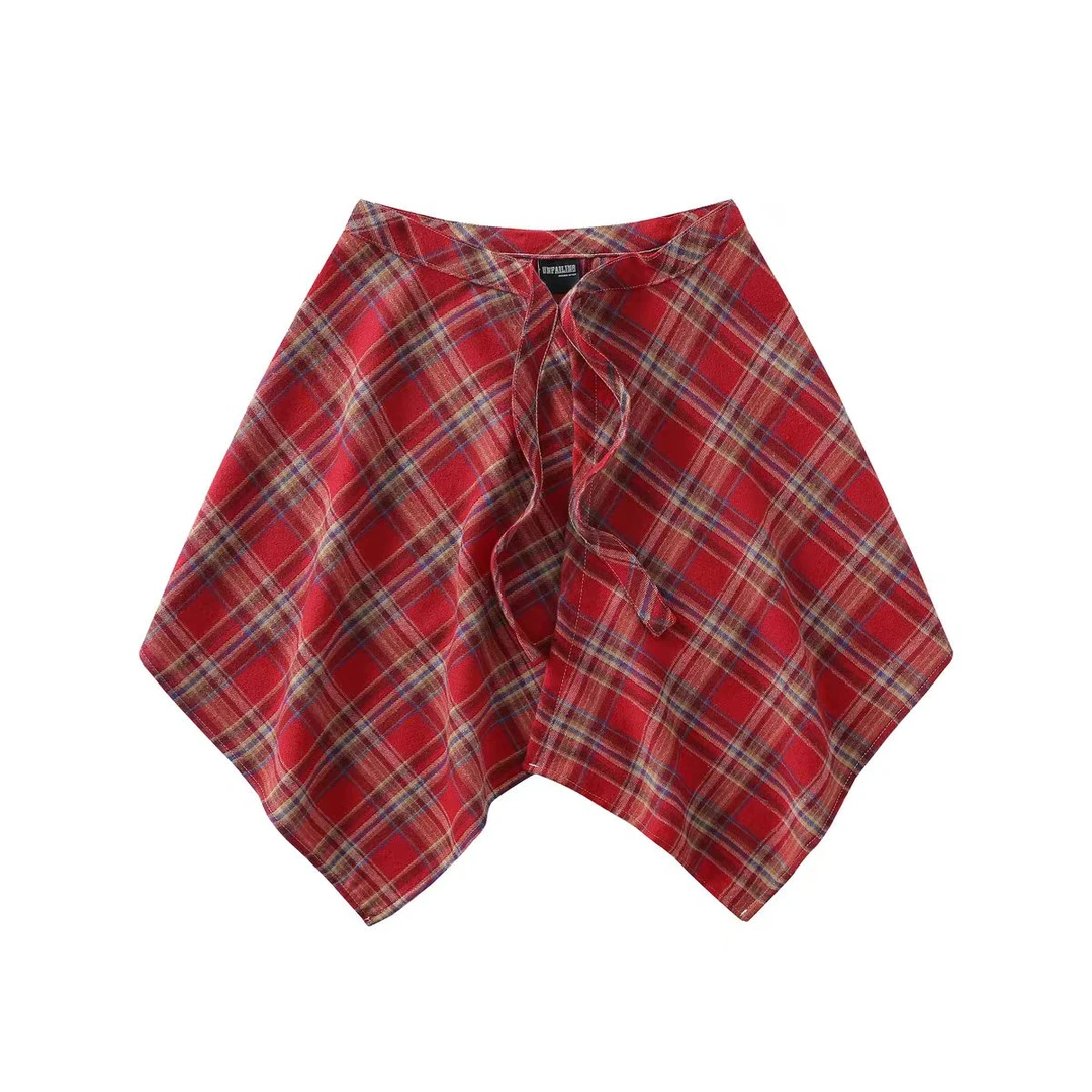 美式高街红色格子叠穿神器腰带屁帘女秋藏肉腰封衬衫外搭皮带男潮