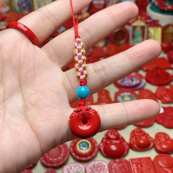 天然辰砂工艺品朱砂手机坠