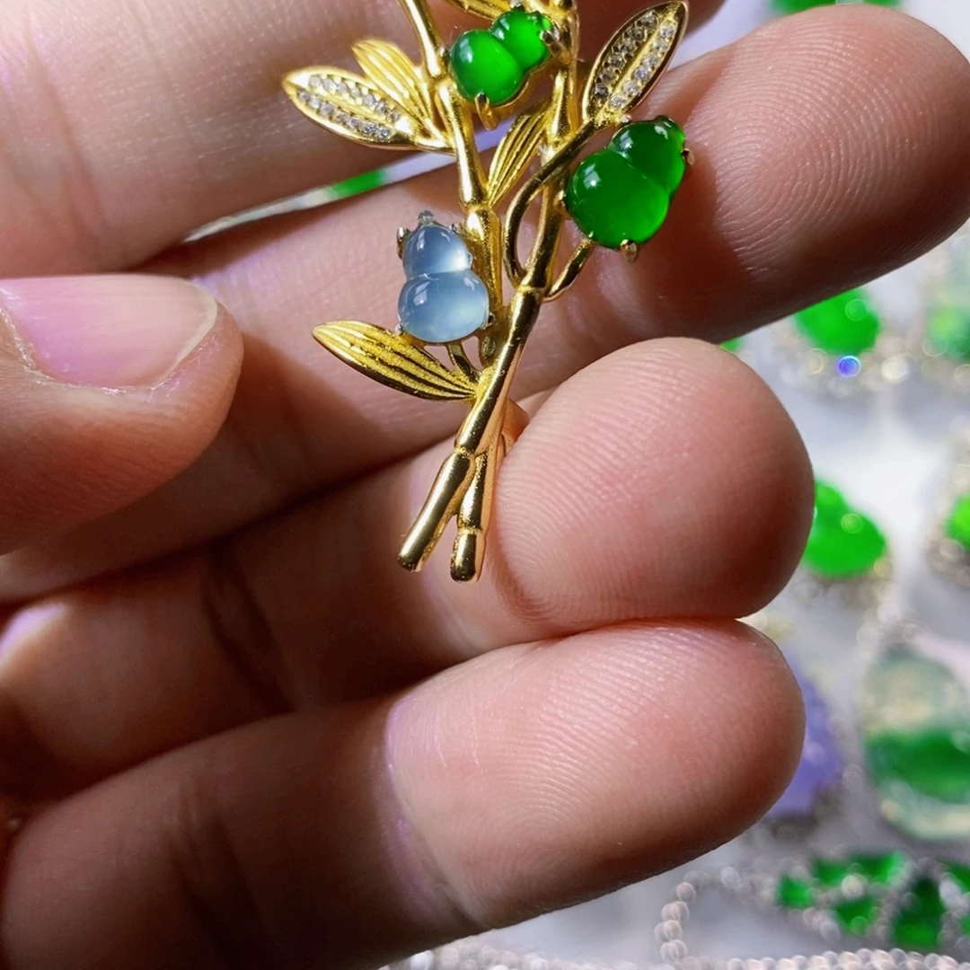 翡翠银S925镶嵌耳饰