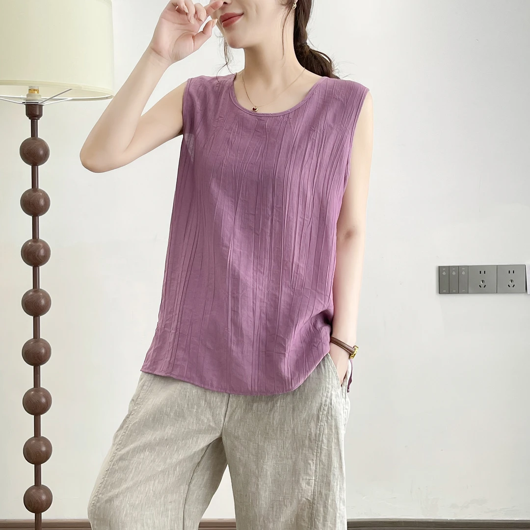 大码女装圆领慵懒无袖吊带背心夏季新款胖mm显瘦内搭外穿美背上衣