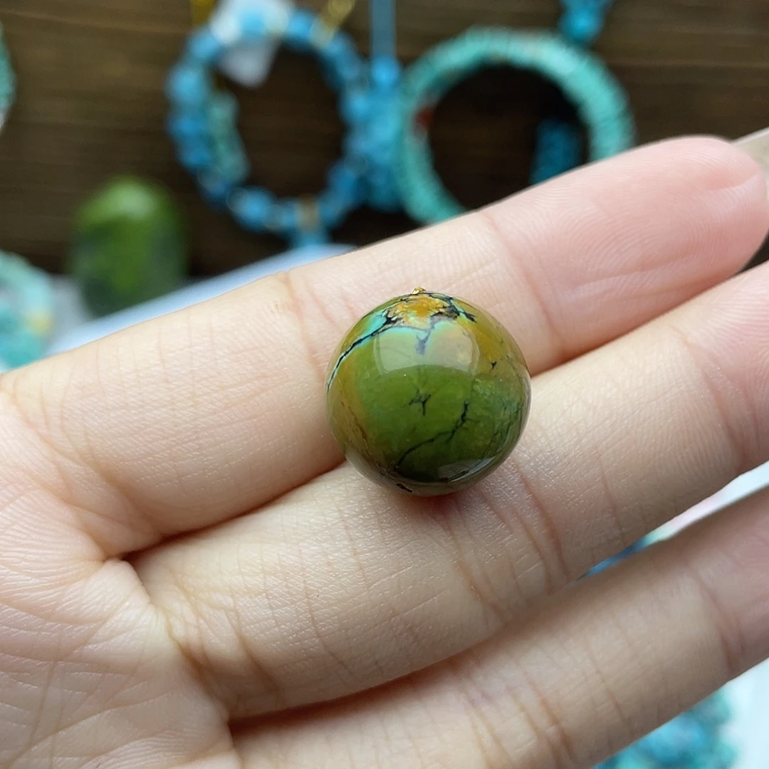 绿松石未镶嵌炫彩圆珠
