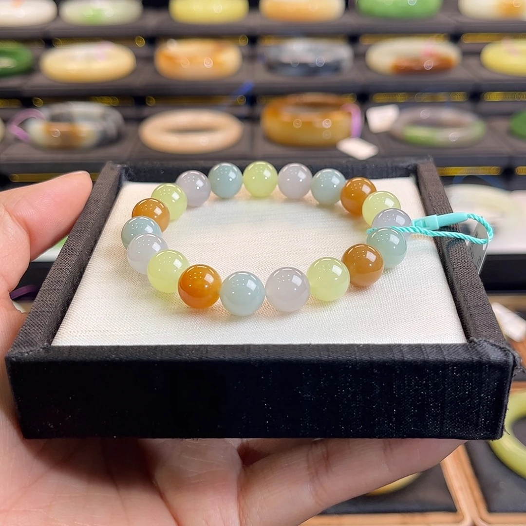 和田玉未镶嵌手镯糖果色多宝手串约10