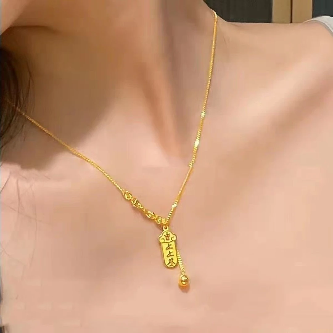 铜合金项链 百事大吉签幸运上上签某福同款转运珠流苏闺蜜项链