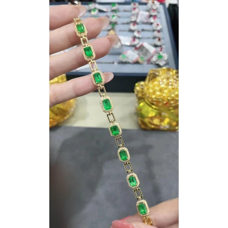 18K金镶嵌天然祖母绿手链
