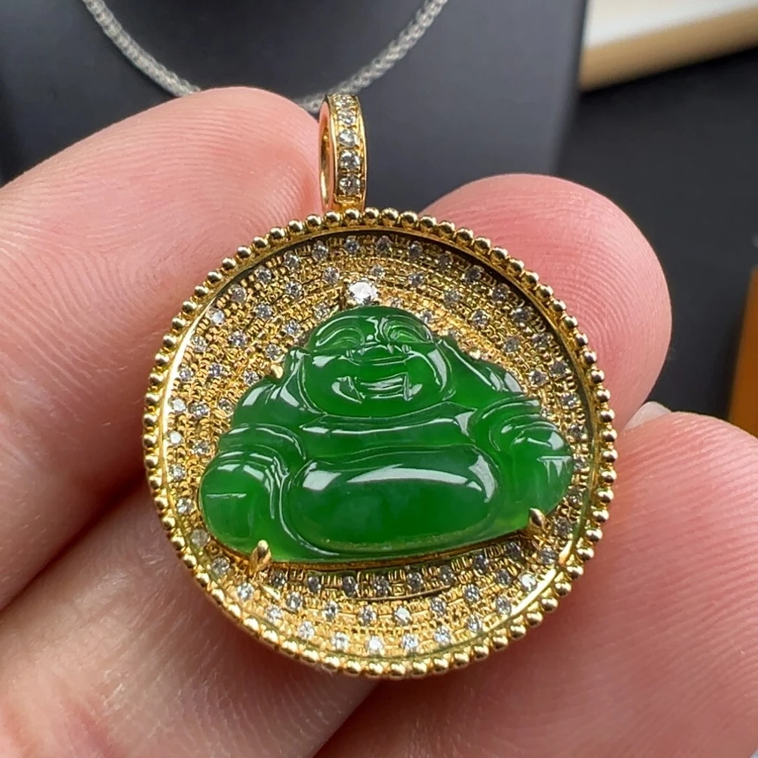 翡翠18K金镶嵌颈饰