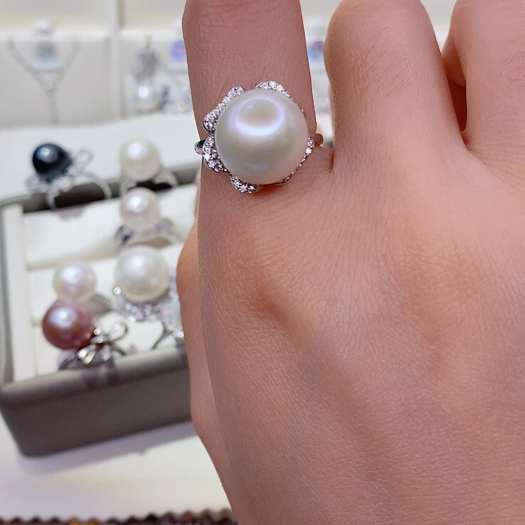 淡水珍珠银S925镶嵌戒指12➕