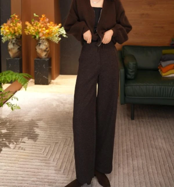 JIUER羊 毛加绒奶奶裤深圳欧货窄版 无腰头时尚百搭加绒秋冬91406