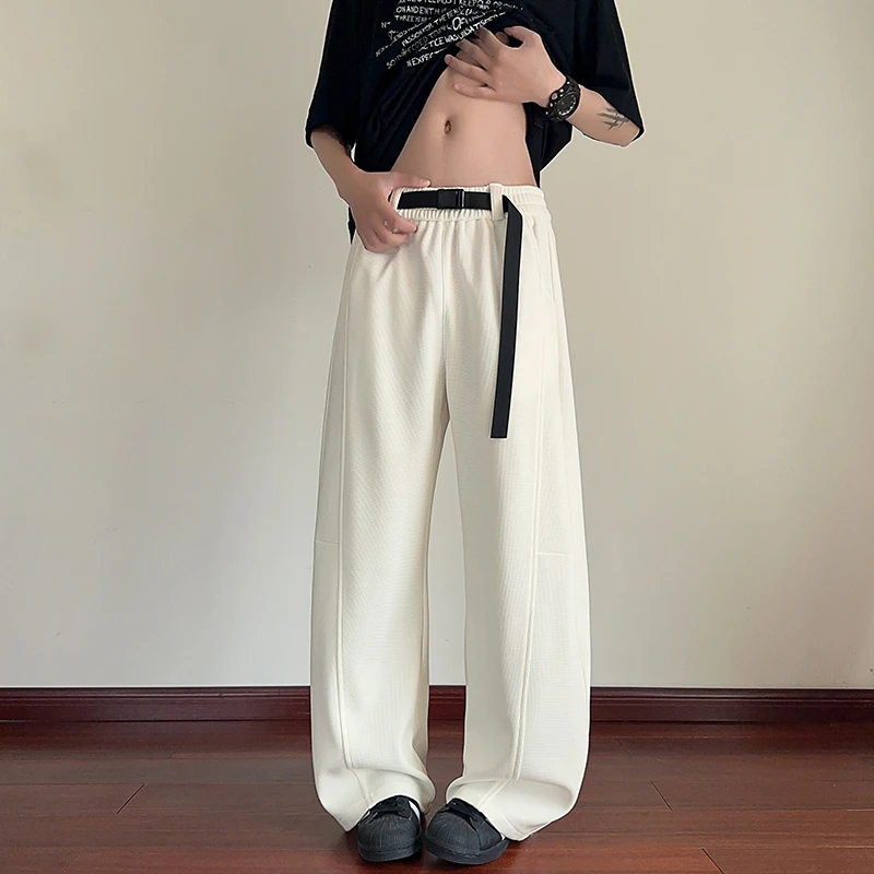 潮牌弯刀裤男款夏季2025新款美式复古飘带卡扣宽松大码阔腿休闲裤