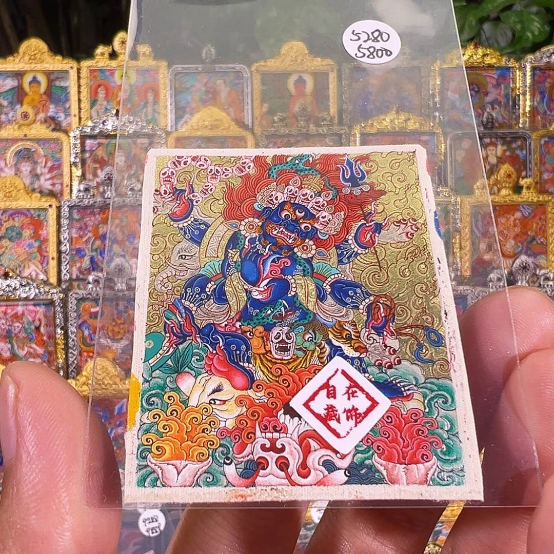 吊坠大黑天热贡纯手绘唐卡