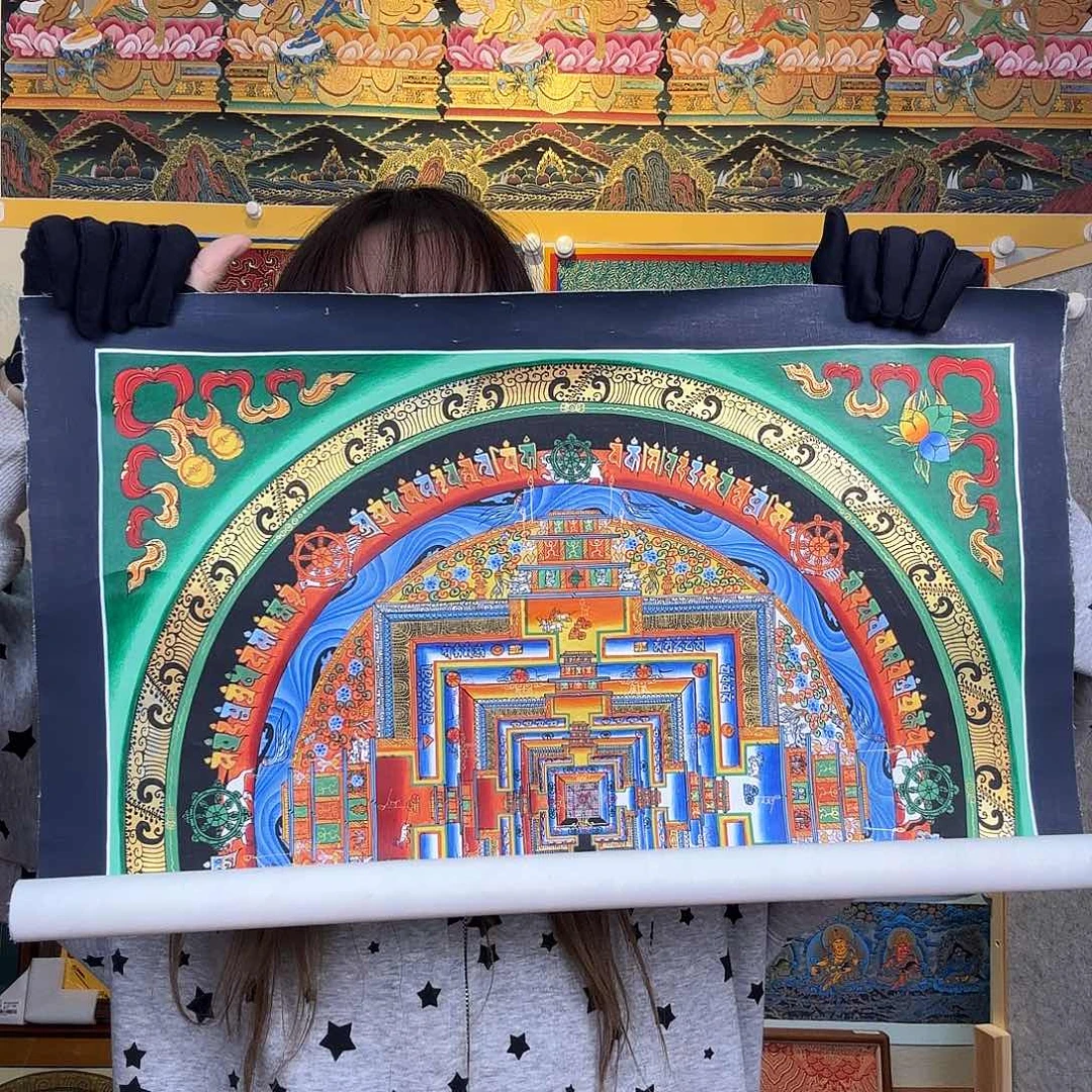 卷轴画纯手绘唐卡坛城50厘米左右