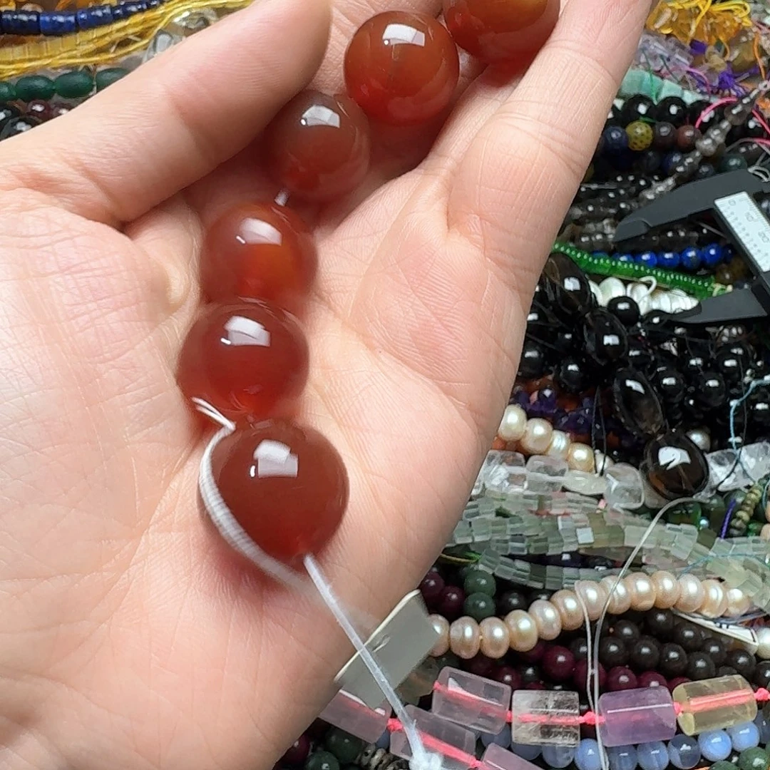 玛瑙/玉髓合金珠宝半成品2颗19mm红玛瑙