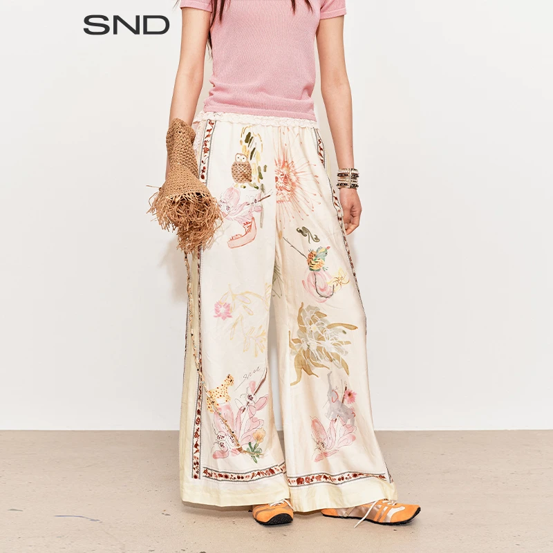 【MEDIUM WELL 设计师品牌】SND SS25 度假感手绘印花阔腿裤女款