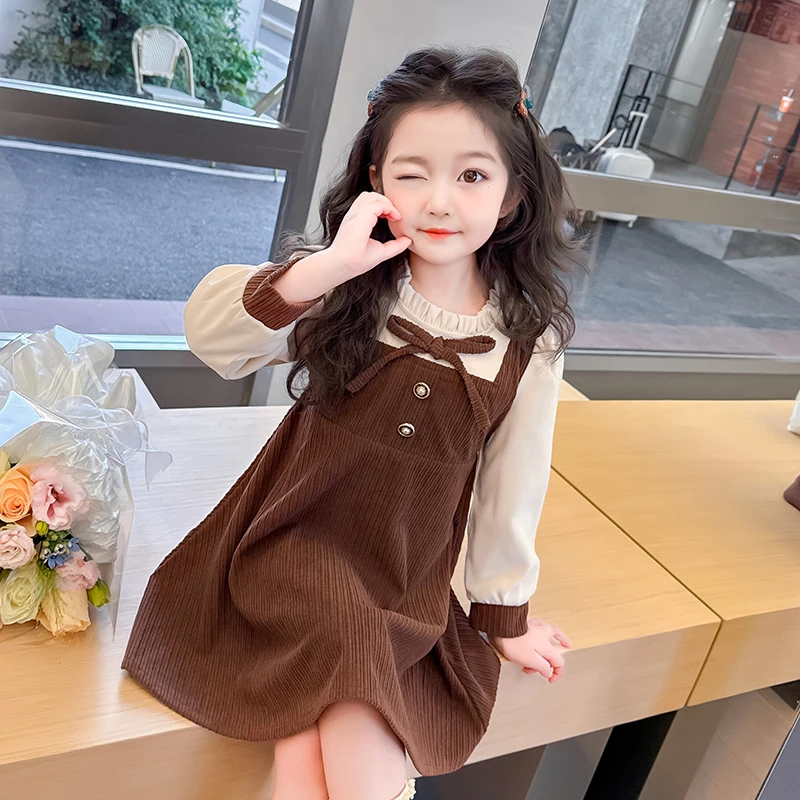 女童连衣裙2025新款儿童春秋装韩版洋气女宝宝春季蝴蝶结公主裙潮