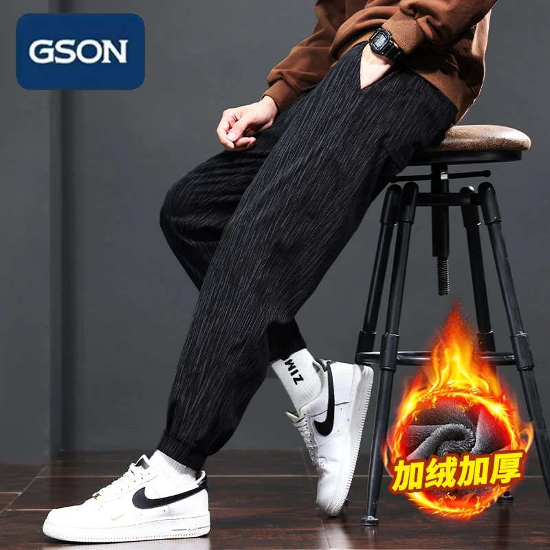 GSON休闲裤男士2024新款爆款潮流加绒宽松束脚弹力舒适运动裤子男