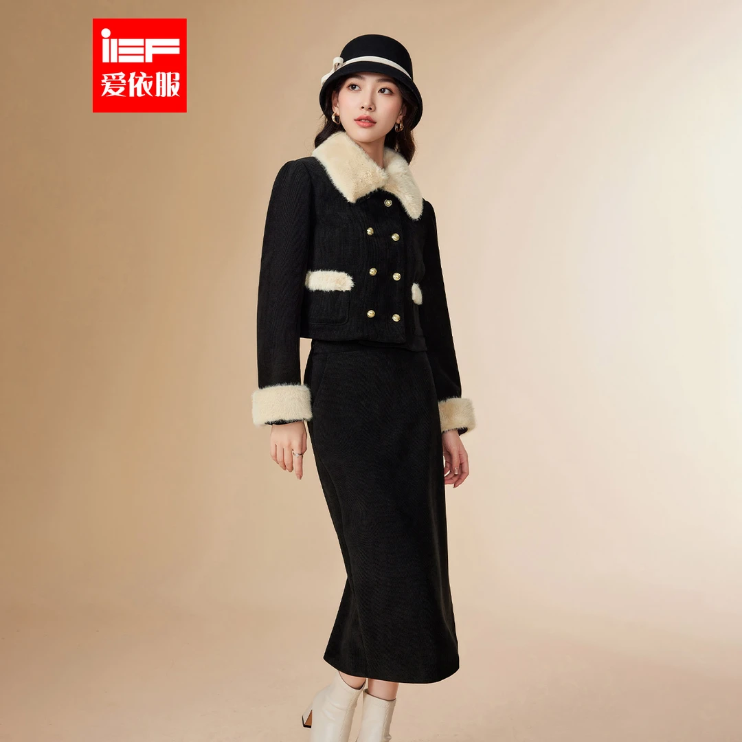 IEF/爱依服2025新款秋冬法式轻熟小香风气质女人味夹棉时尚套装