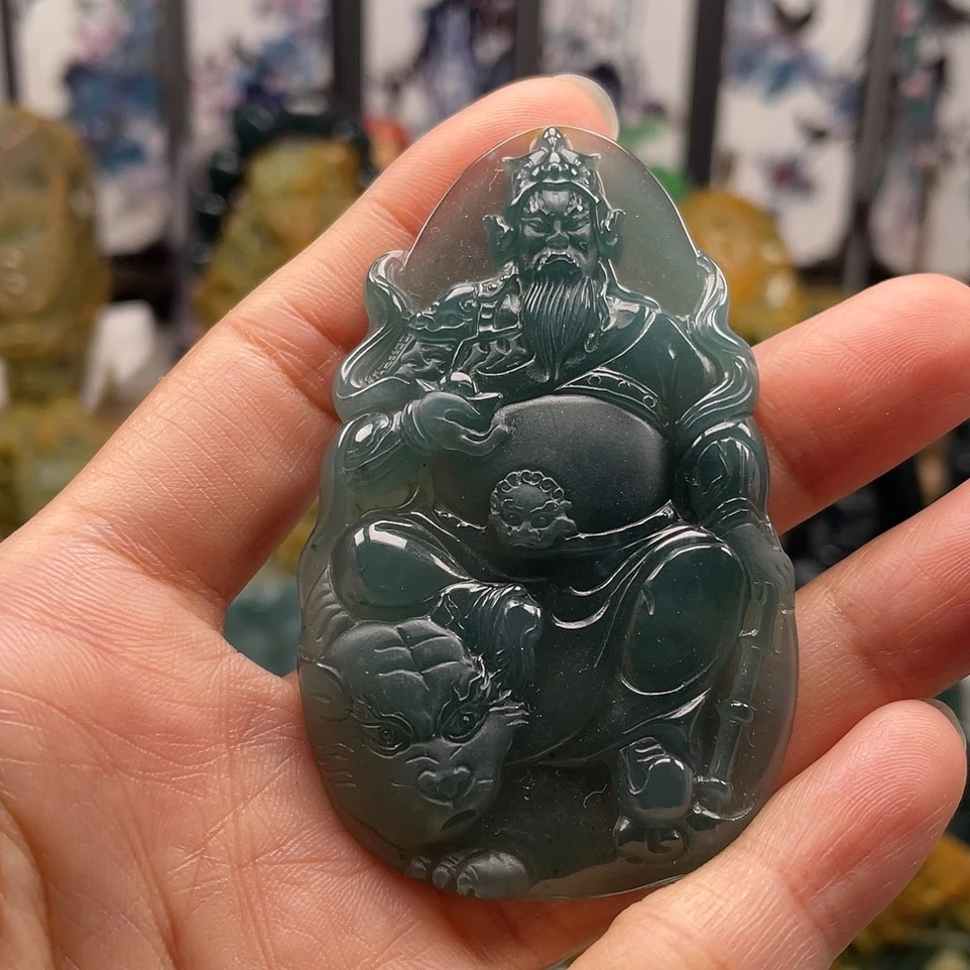 翡翠未镶嵌颈饰天然翡翠a货赵公明