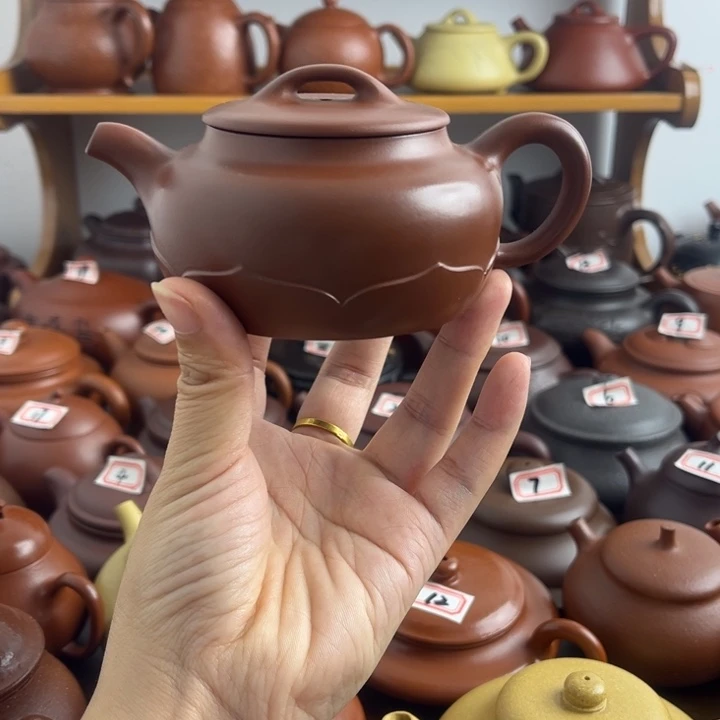 茶壶紫砂180cc朱泥半手