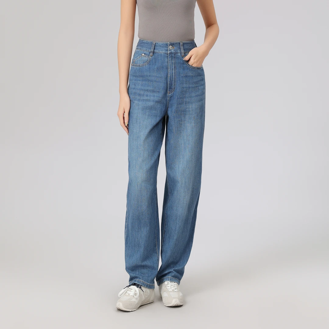 AMASS/阿玛施 复古经典显高显瘦休闲中高腰水牛仔裤5100484