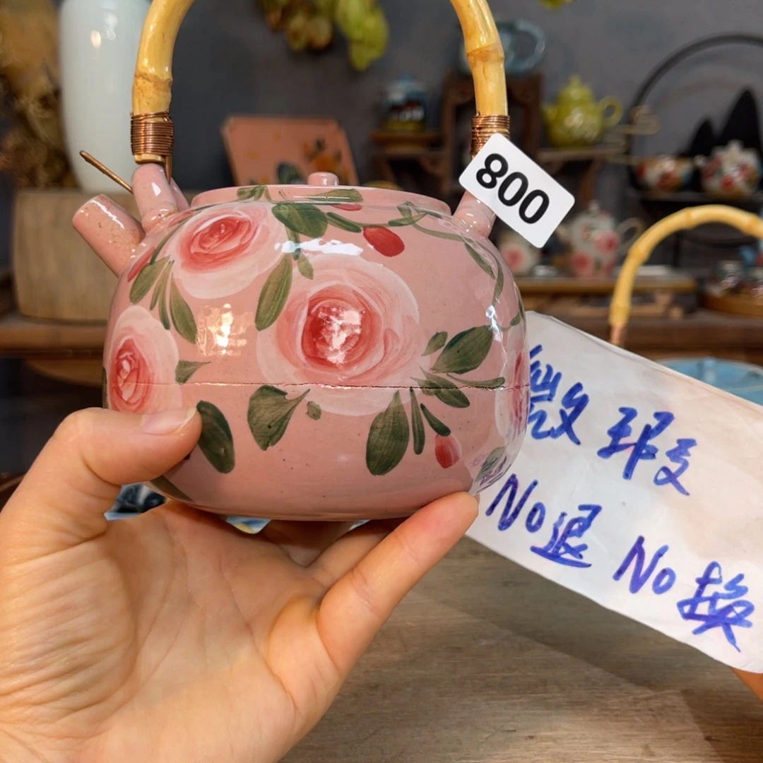 壶素浅陶瓷手工手绘