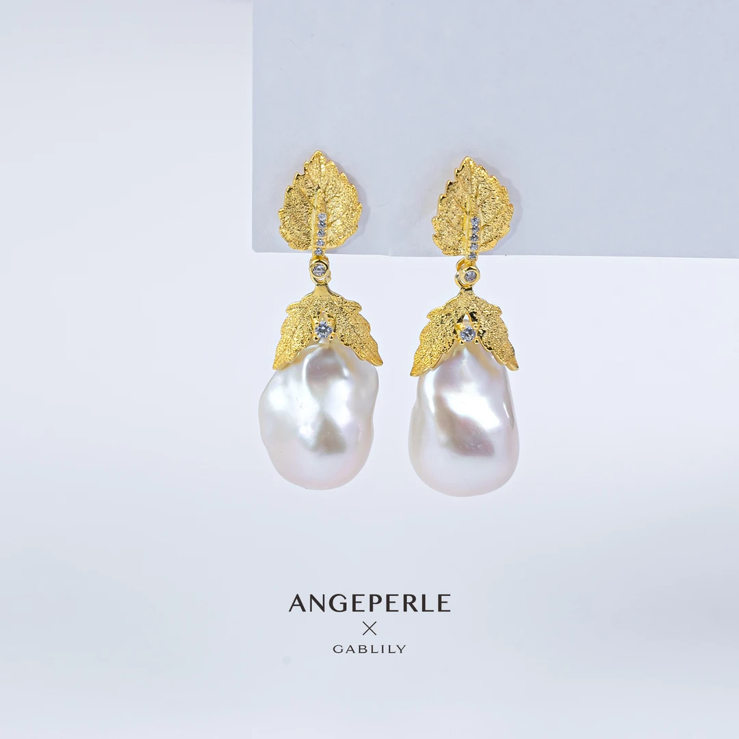 【泉腾腾】天使之泪 淡水珍珠S925银巴洛克耳饰12-15mm气质百搭款