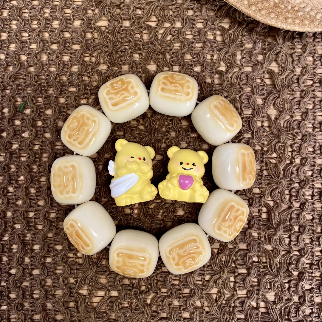 象牙果原果雕刻手工炭烤桶珠小熊文玩手串可爱配饰