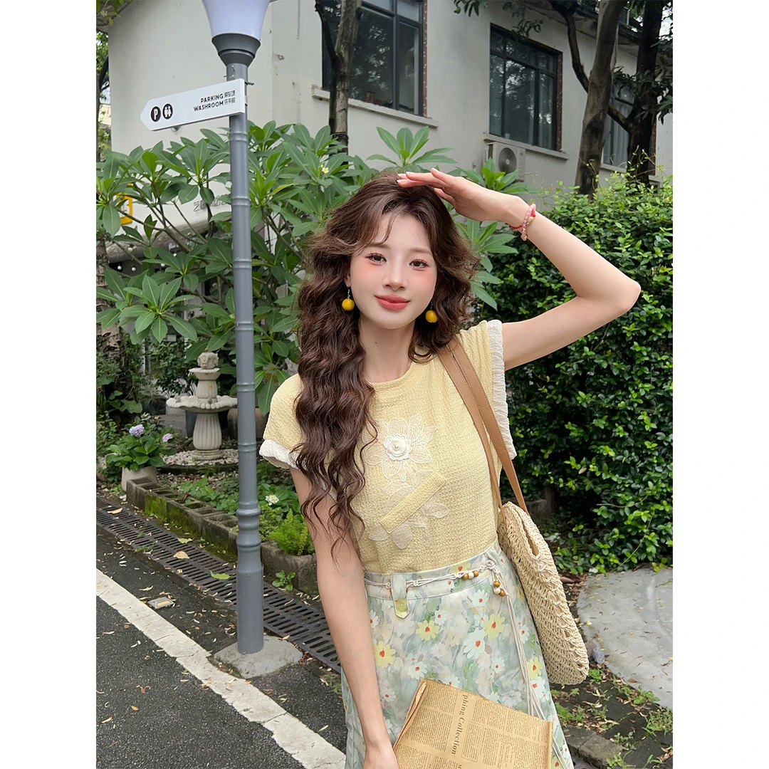 温舒敏【淡水菊蕊】温柔衬衣休闲短袖衬衫女夏季宽松上衣ME0706466