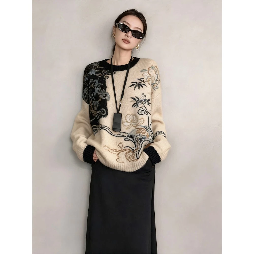 新中式女装国风毛衣气质高级感超好看针织内搭上衣女2025秋季新款