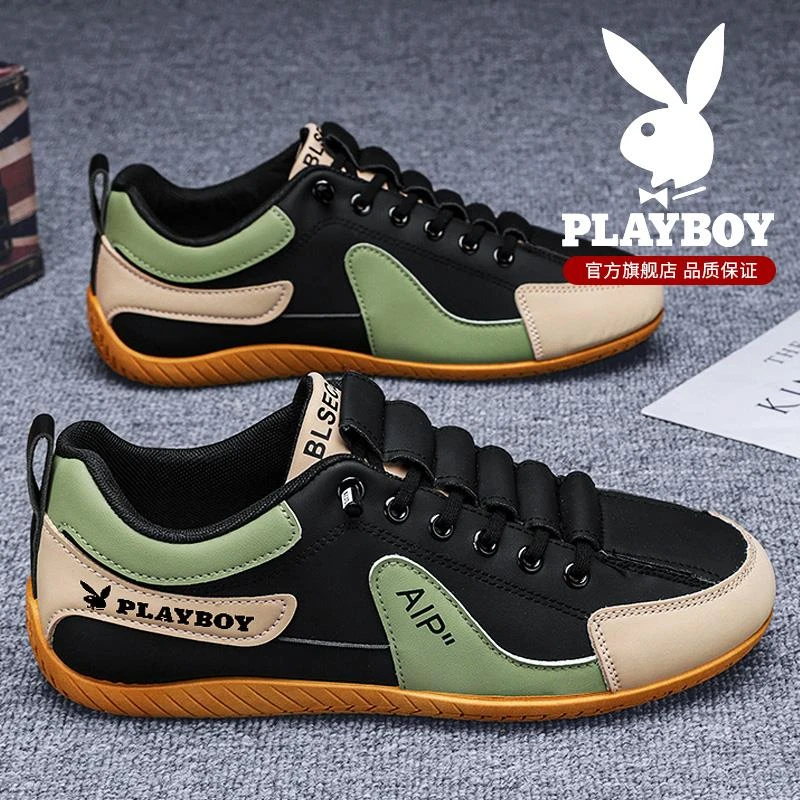 花花公子男鞋秋冬皮面防水运动休闲板鞋男一脚蹬秋季男款白色板鞋