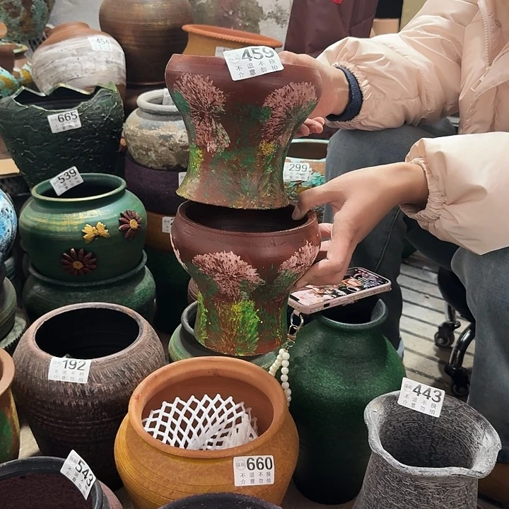 彩绘一对459高度14口径14