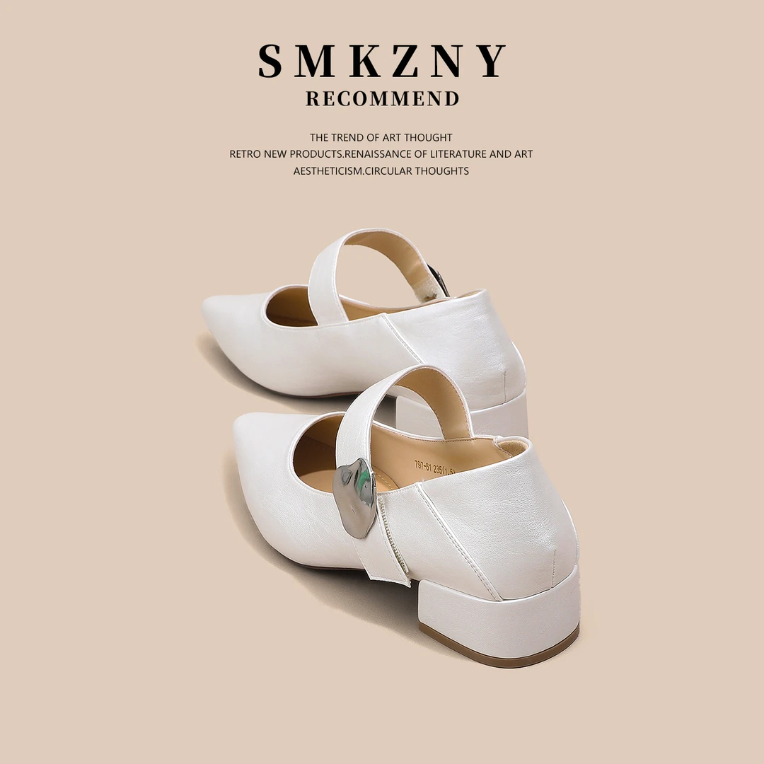 巨好看配裙子单鞋女高跟2025新款夏季百搭尖头粗跟玛丽珍鞋797-61