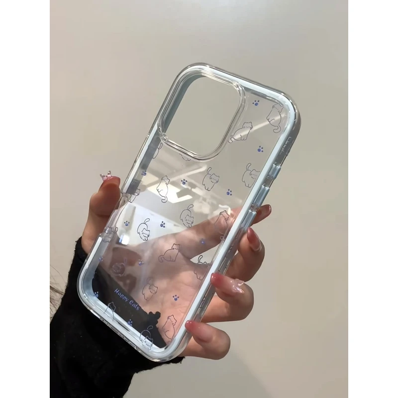 ins线条猫咪适用苹果16可爱15手机壳iPhone14PRO大孔13新12保护套