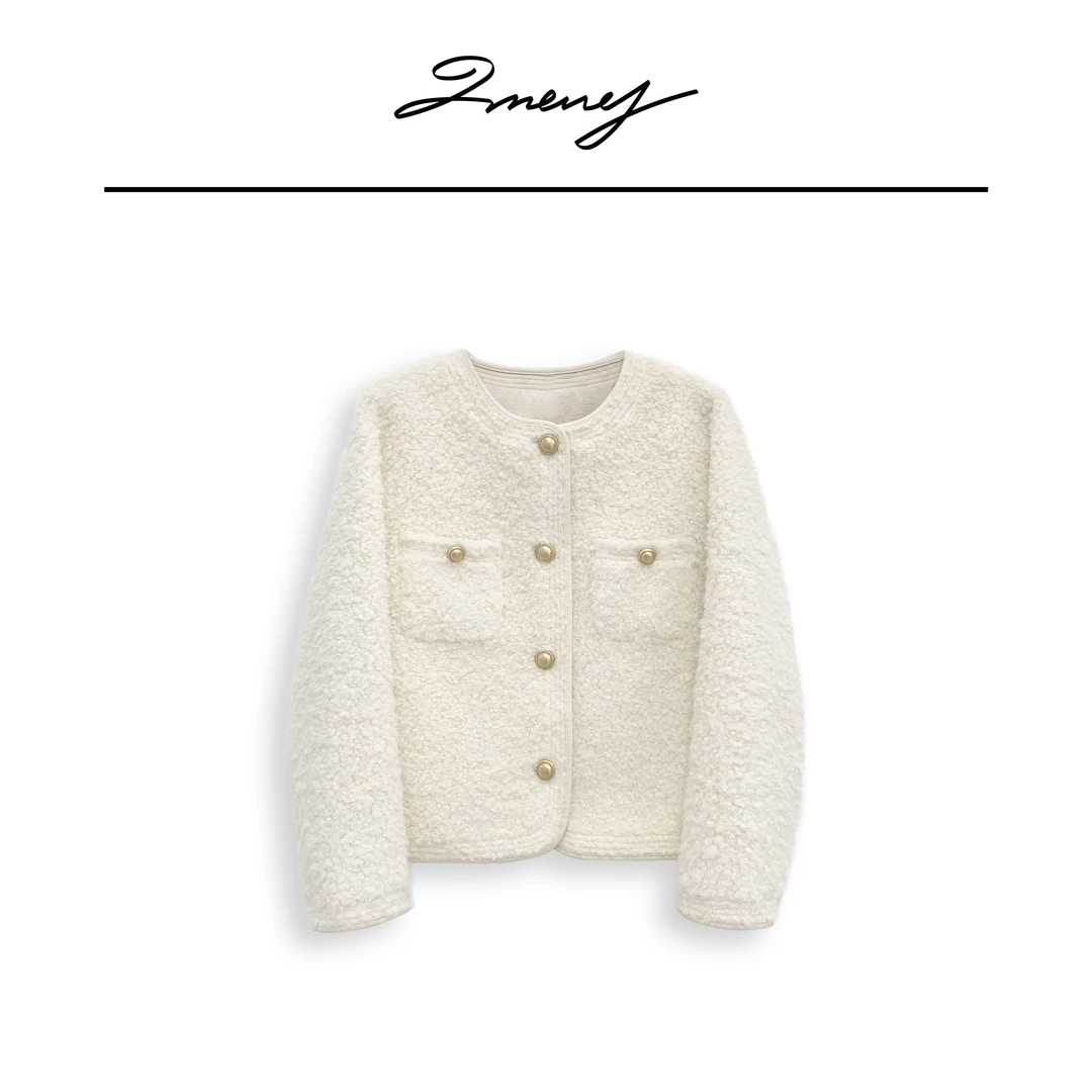 LMENY【清】简易奢雅~小香风圈圈呢圆领外套24CW038