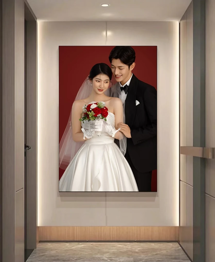 婚纱照放大挂墙洗照片加水晶相框定制大尺寸影楼结婚海报相框挂墙