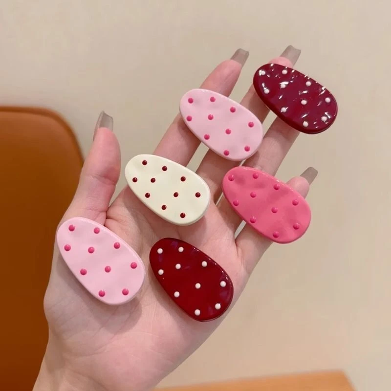 韩系儿童可爱波点小发夹宝宝不伤发鸭嘴夹简约百搭前额刘海夹发卡