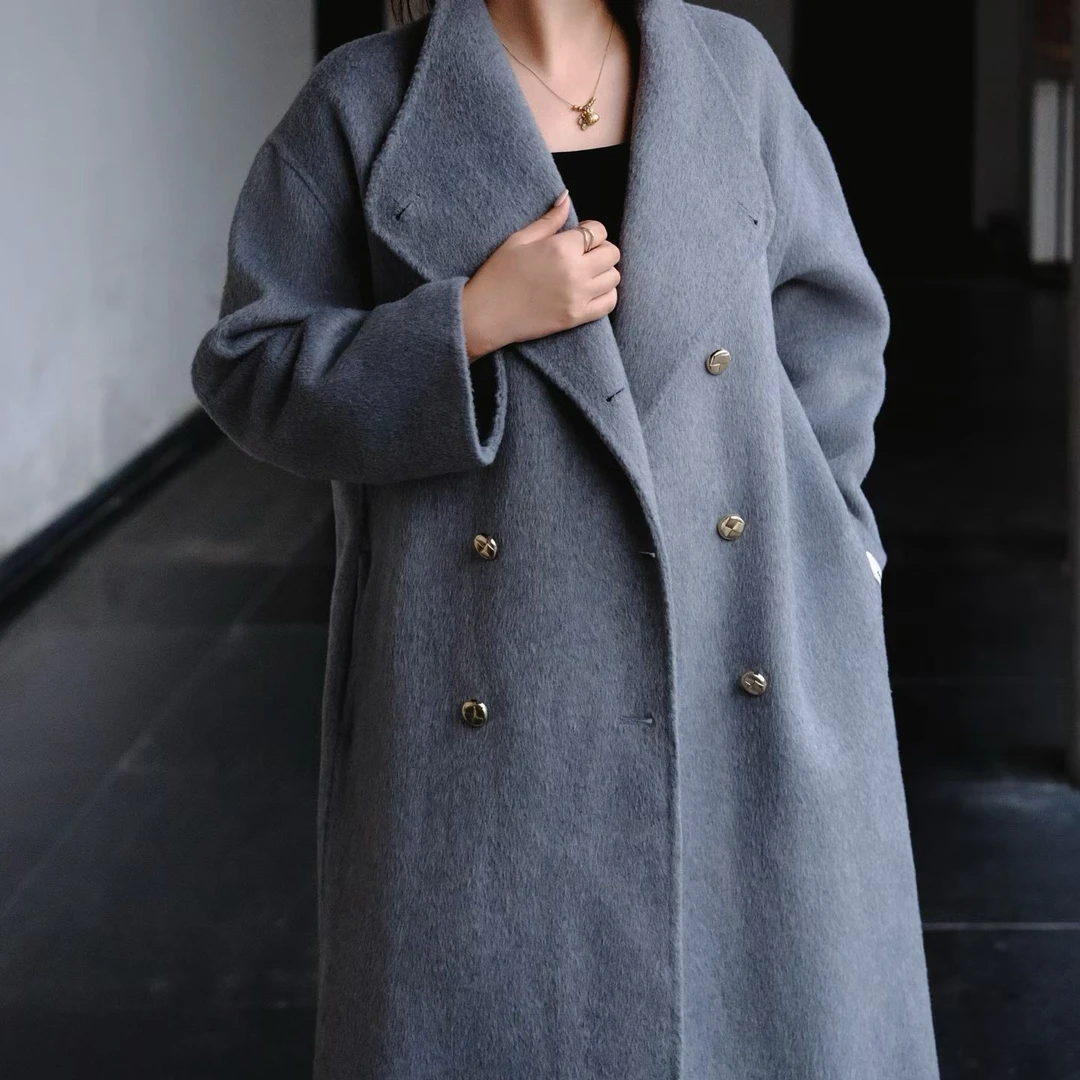 过年毛呢外套过年战袍秋冬新款韩版立领双面羊毛长款减龄气质千金