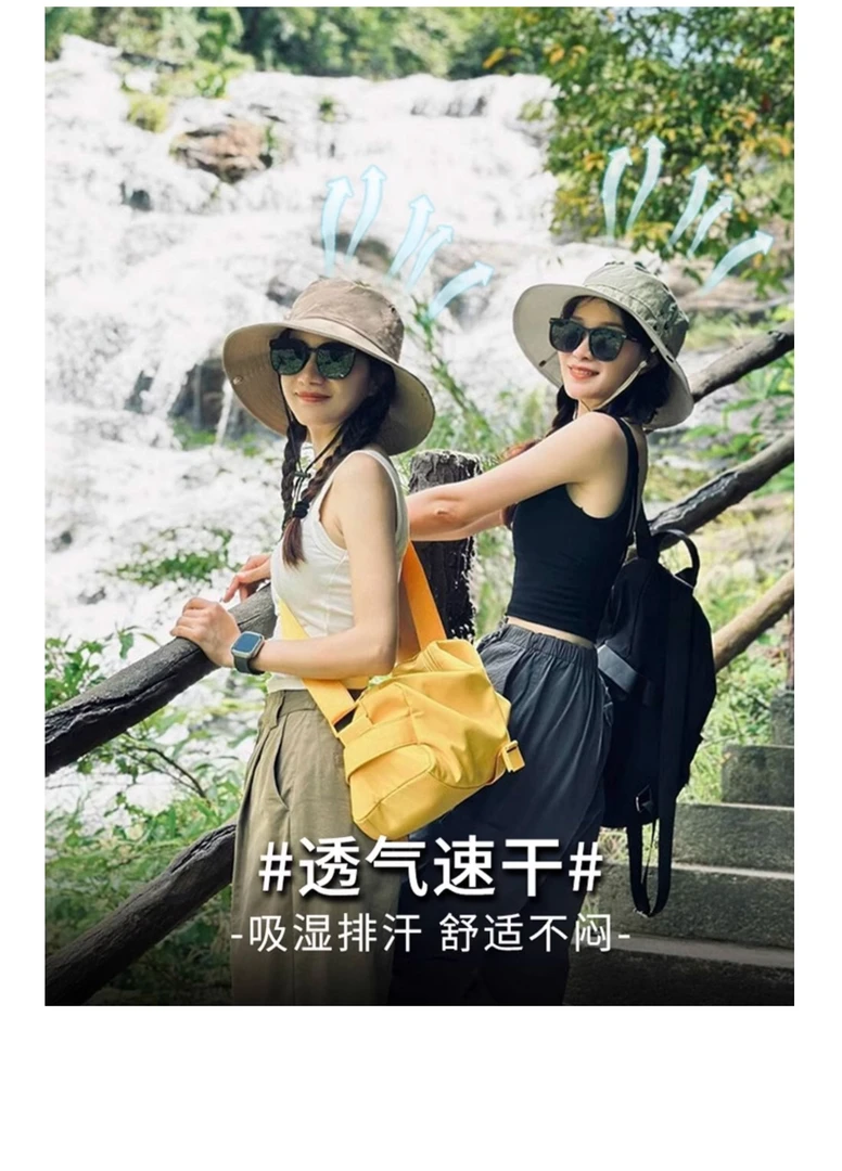 西部牛仔帽女夏季大头围户外徒步露营钓鱼帽子轻薄透气登山渔夫帽