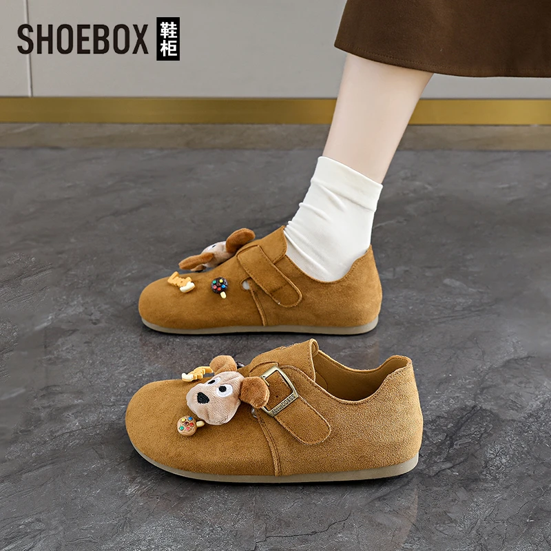 SH0EBOX鞋柜一脚蹬全包勃肯鞋女2025秋季新款软底防滑透气乐福鞋