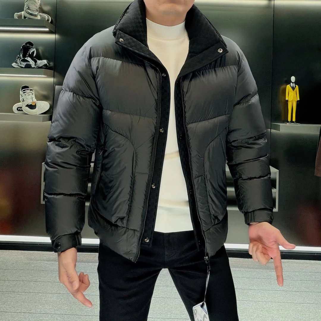 【高充绒保暖】男士90白鸭绒羽绒服322雾面黑冬季欧货外套夹克版型