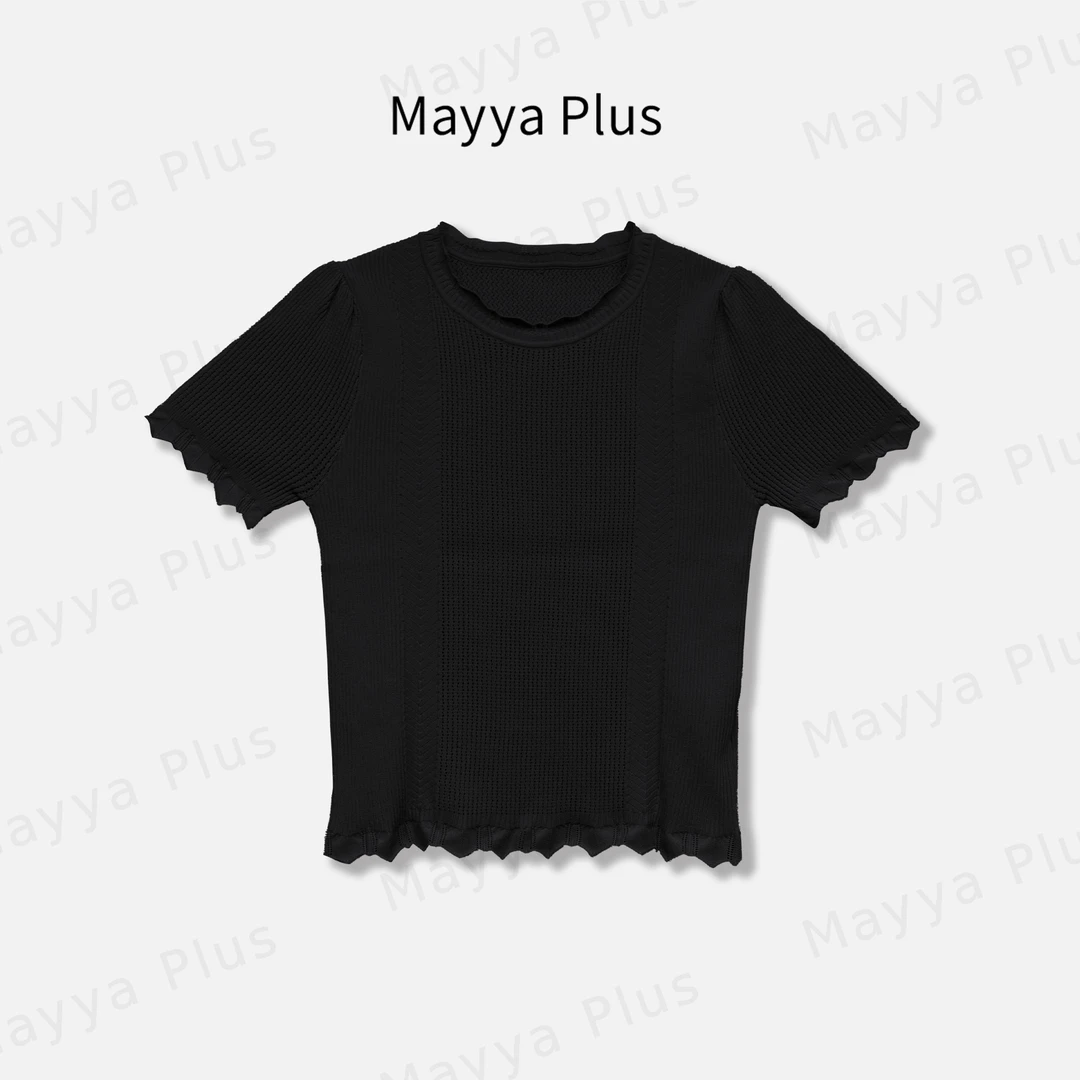 【玛奇朵】Mayya Plus麦芽定制轻奢气质显瘦欧若风针织上衣32526610