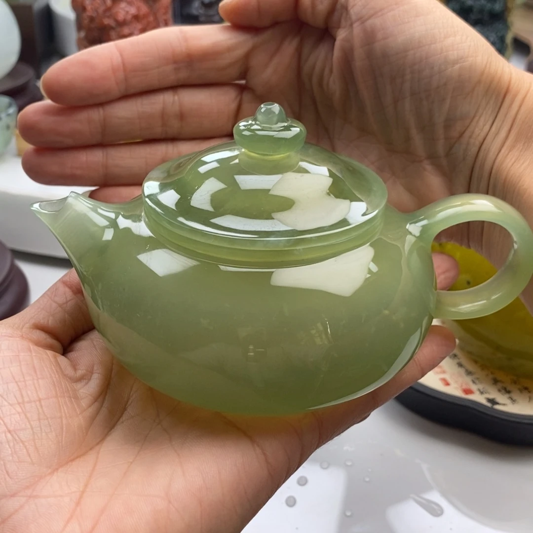 江***生岫玉未镶嵌四大名玉茶壶