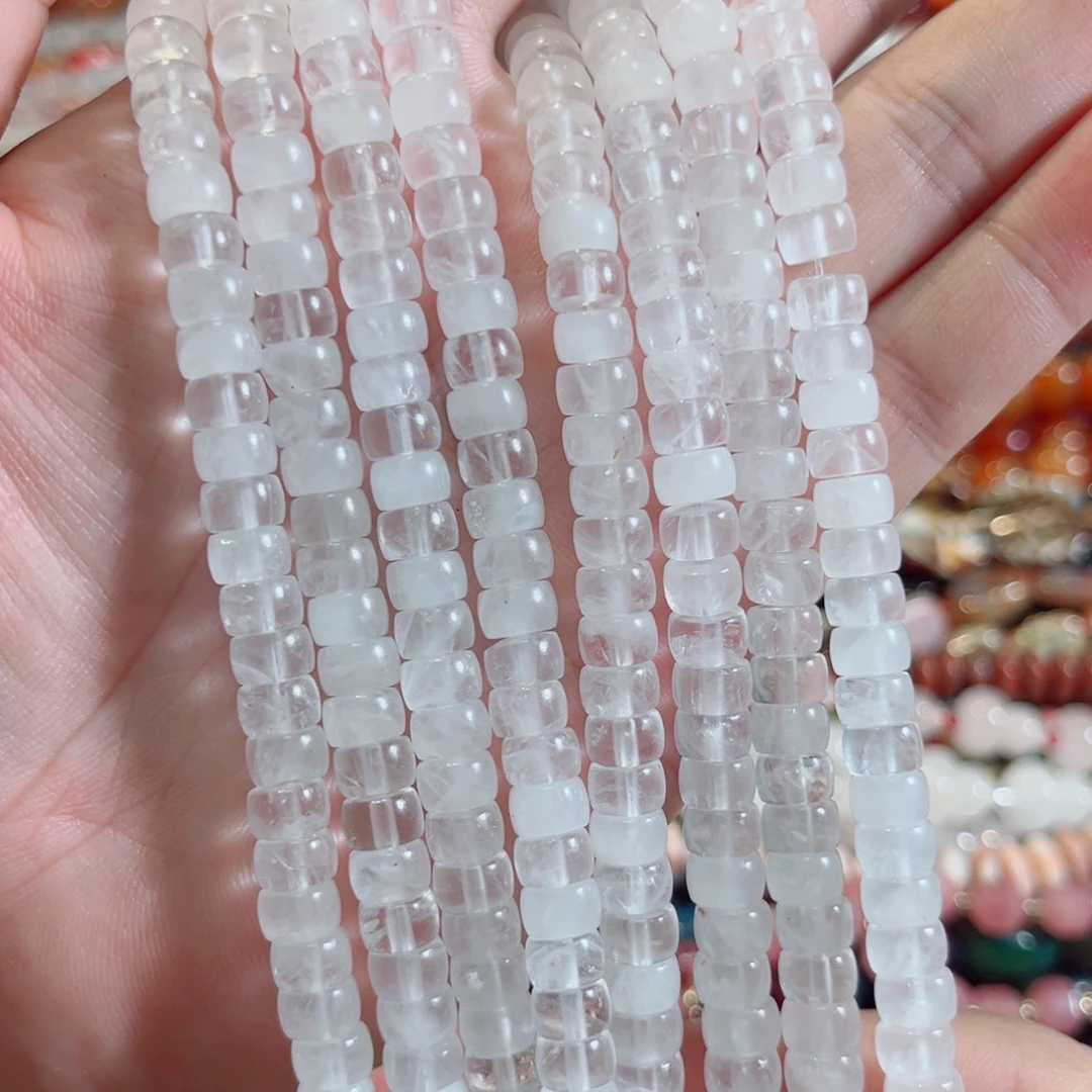合金玛瑙/玉髓珠宝半成品白水晶剁珠一条7mm