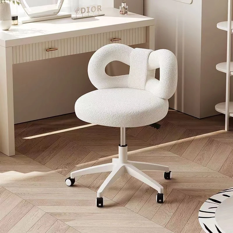 简约升降梳妆旋转蝴蝶结化妆卧室梳妆台椅子美甲网红女生奶油凳子