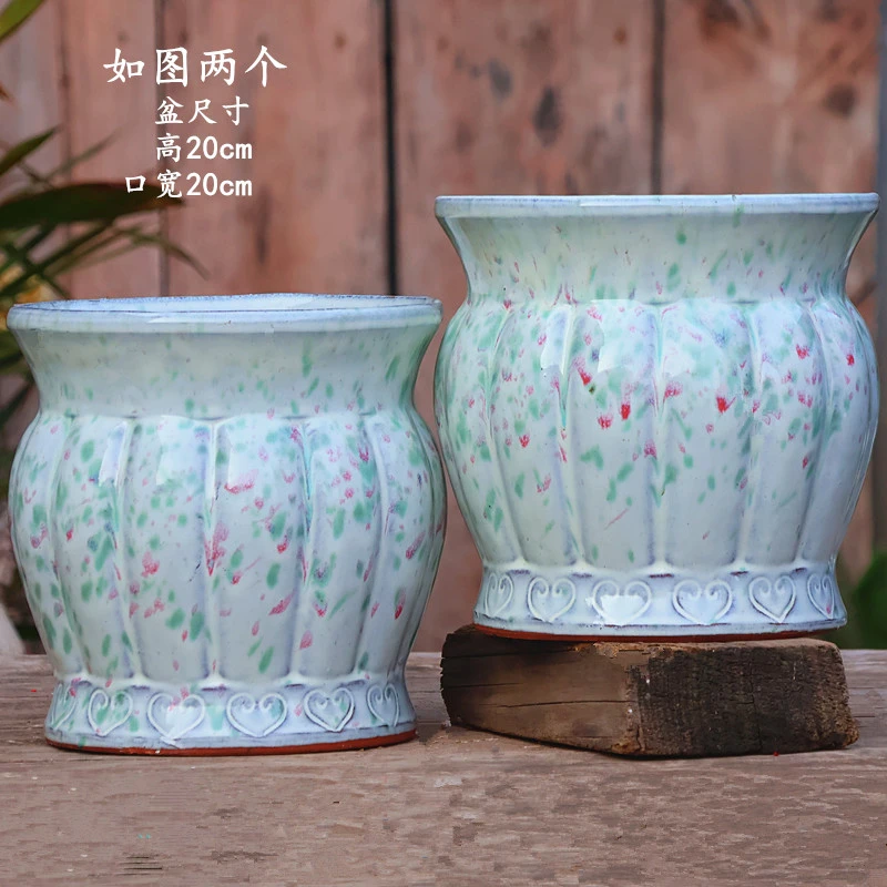 大口径粗陶多肉花盆莲花透气陶瓷绿植花卉盆栽装饰