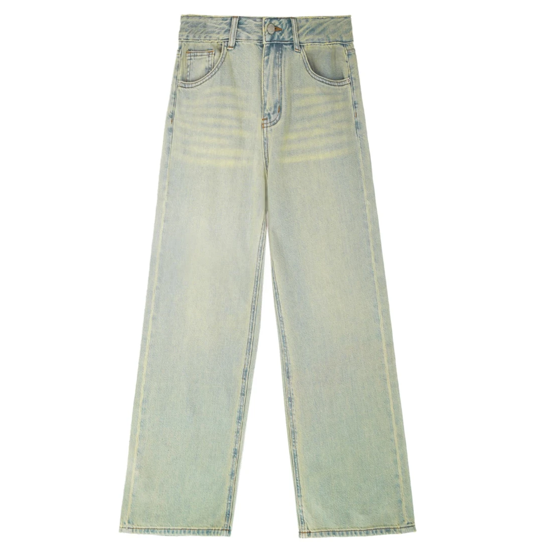 诗妮歌25早春高定 |【冰川牛】新一季牛仔裤 秀场高级绿直筒休闲