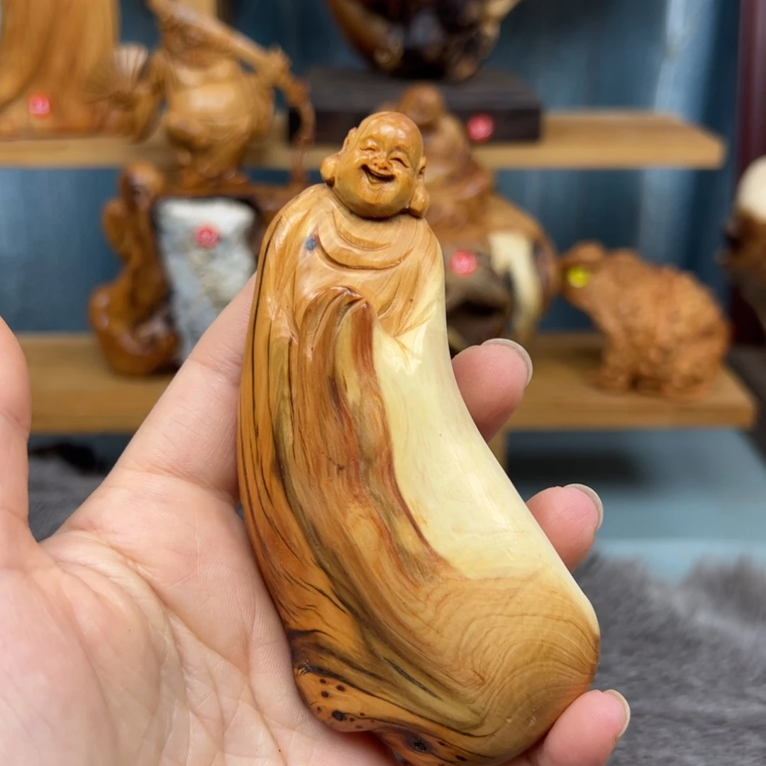 木流**掷崖柏木摆件手把件
