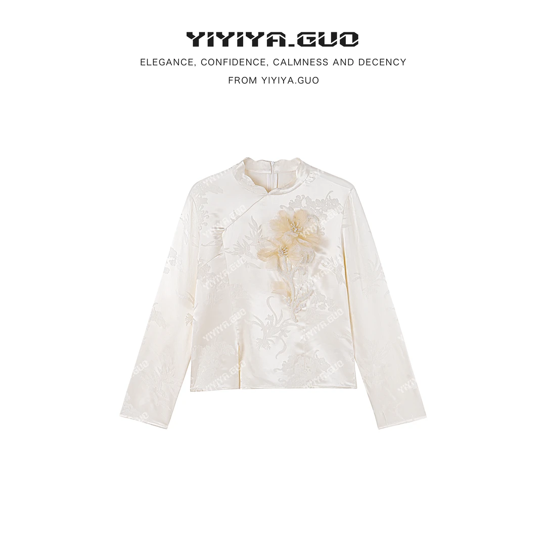 yiyiya.Guo艺艺吖【落花月】立领斜襟绣花长袖上衣010001SS52