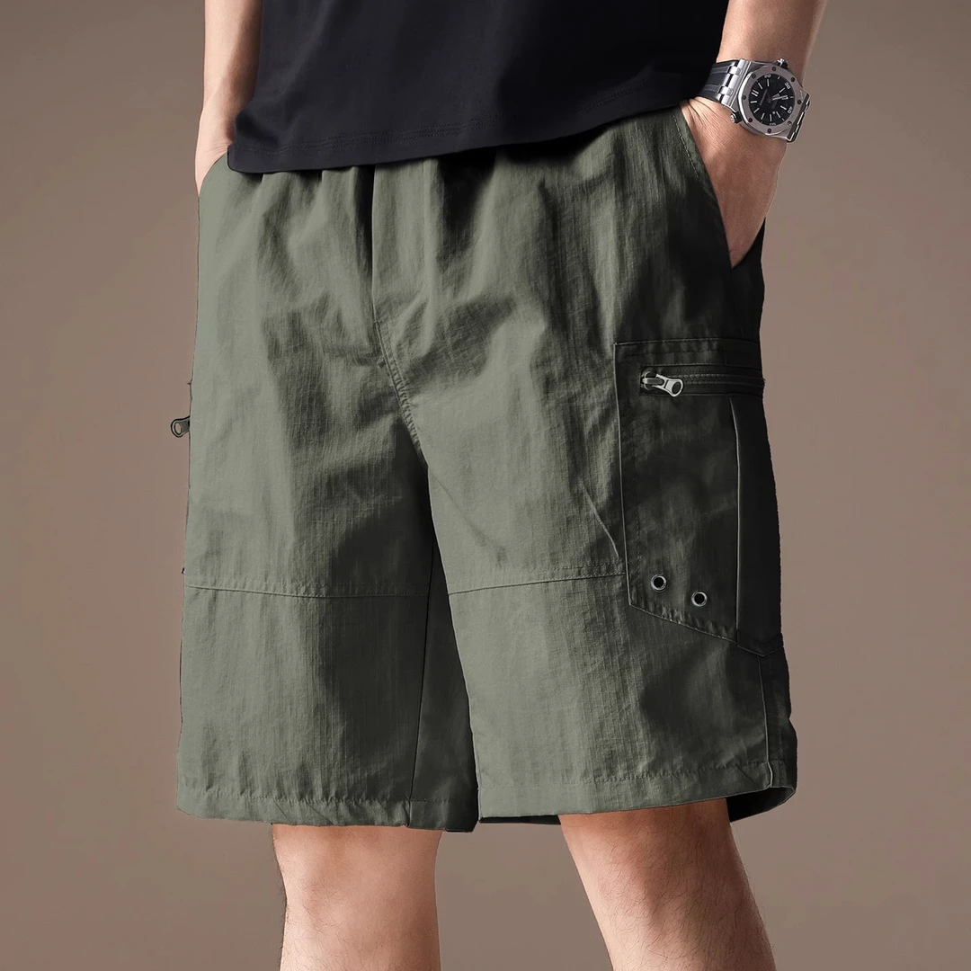 法国Cebrodz冰丝速干工装短裤男士夏季薄款机能宽松直筒休闲裤男