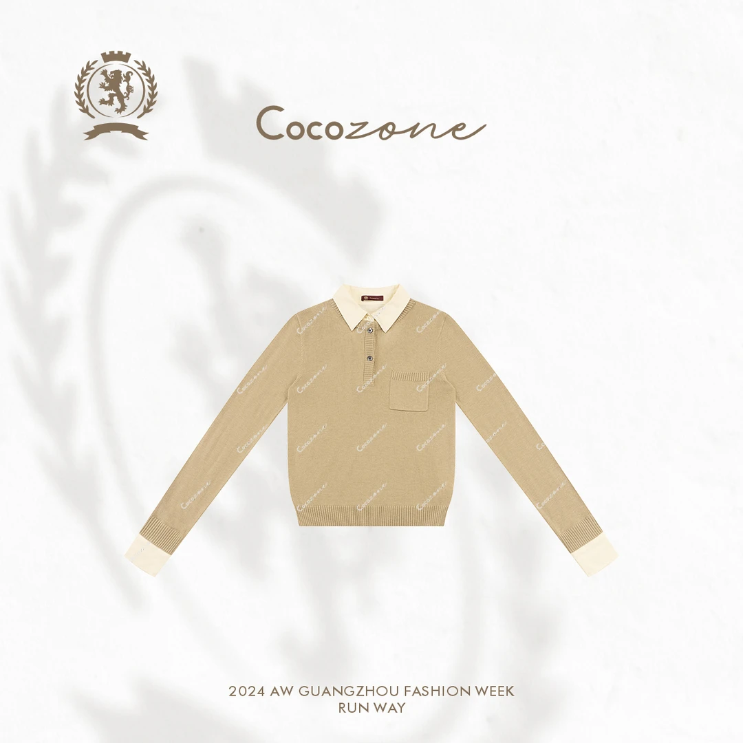 COCO ZONE刘一一 ”英伦学院“ 假两件撞色针织衫CC1C2278