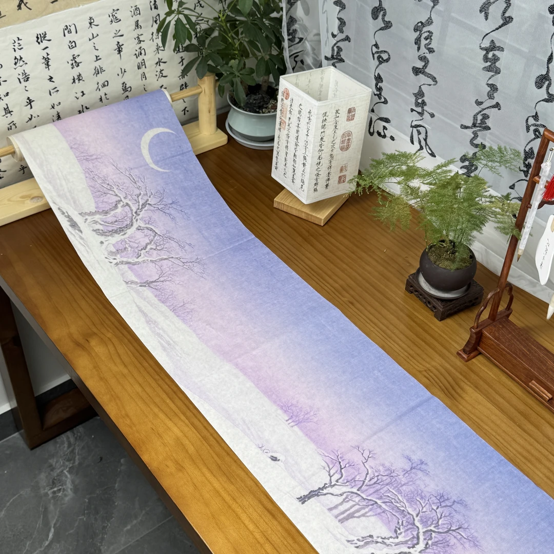景阳阁微喷 寒林素雪长卷 书法专用作品长卷直播间专用