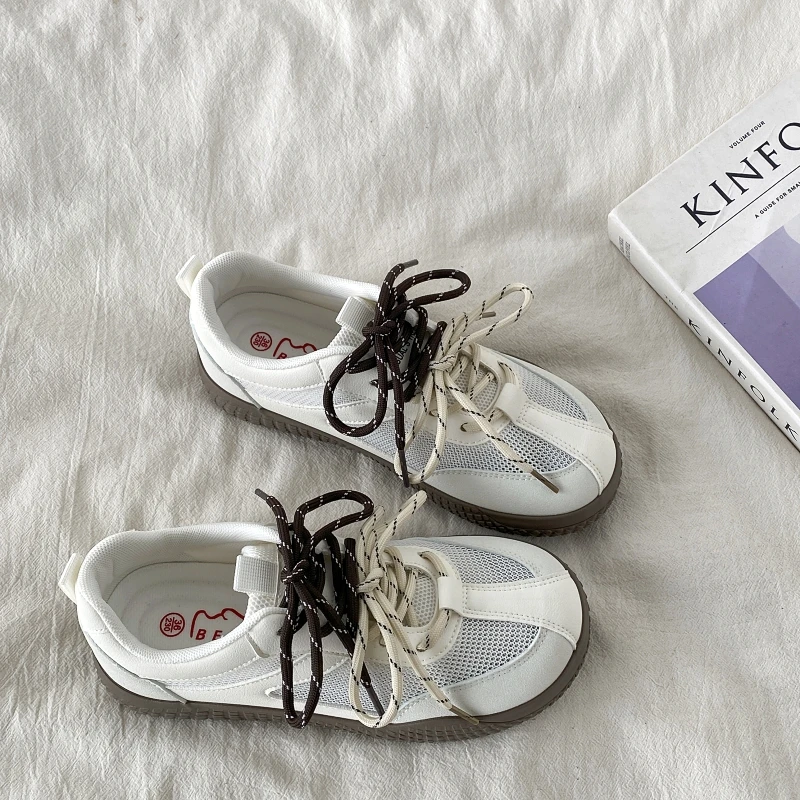 【官方旗舰正品】 小众网面透气板鞋女2025新款夏季百搭小白鞋复古